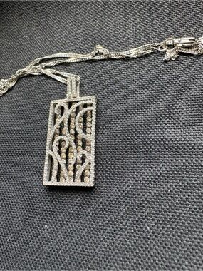 14K WG 3CT Genuine Diamond White & Champagne Pendant Necklace. Clarity SI.